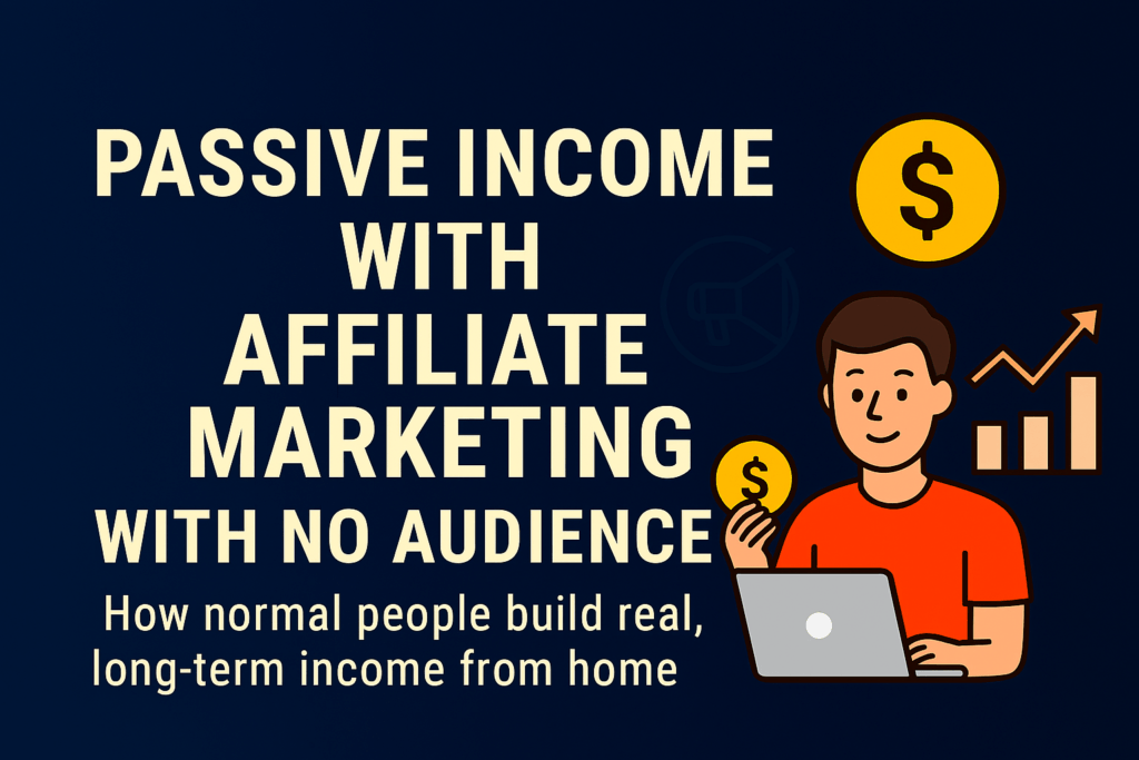 Header image titled Passive Income With Affiliate Marketing, featuring icons for recurring income, money flow, and building long‑term income from home.